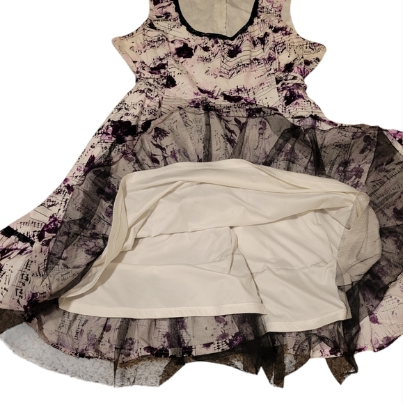 Hot Topic Rockabilly Music Note Dress w/Petiicoat Layer Sleeveless Cinch Boddess - Picture 7 of 14